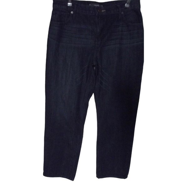 Express Size 0 High Rise Crop Jeans cropped whiskered dark blue xs - Picture 1 of 7